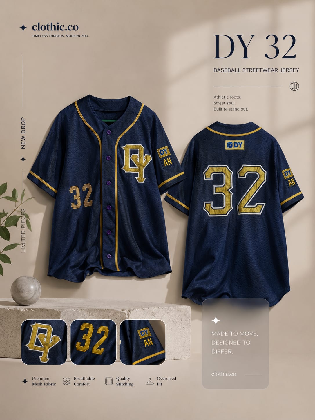 DY 32 Baseball Streetwear Jersey